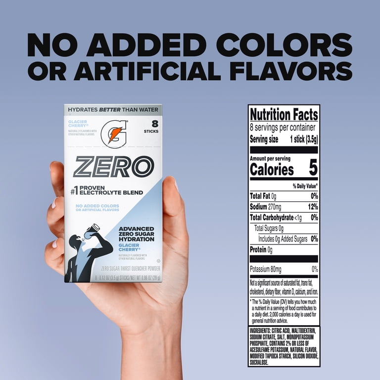 Gatorade Zero Sugar Glacier Cherry Powder Sticks, 12 Boxes photo 2