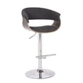 thumbnail image 3 of Modern Sleek Bentwood Weathered Oak Finish Contemporary Style Adjustable Swivel Bar Stool with Curved Seat and Back, 3 of 12