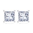 thumbnail image 1 of Aros Tipo Botón Solitario JeenMata con Moissanita de Corte Princesa de 2 Quilates En Baño de Oro Blanco de 18 K sobre Plata, 1 of 8