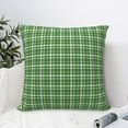 thumbnail image 6 of YFYANG Square Decorative Throw Pillow Case (Without Pillow Insert), Vintage Green Plaid Pattern Bedroom Sofa Car Cushion Cover, 24"x24", 6 of 9