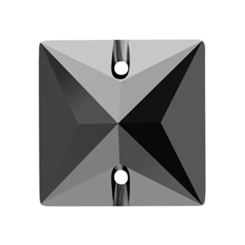 16mm Square Sew-on 3240 Square Sew On Rhinestone by 2-pcs (Jet Hematite)
