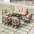 thumbnail image 2 of MAYEERTY 6-Piece Metal Frame Outdoor Patio Set with Swivel Chairs, Three-Seater Sofa, and Coffee Table, 2 of 9