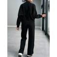 thumbnail image 4 of Lounge Sets for Women Sweatsuit 2 Piece Outfits Sweatshirt Wide Leg Sweatpant Tracksuit Matching Set Black XL, 4 of 9