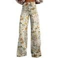 thumbnail image 2 of Tittly Wide Leg Pants Woman Jeans for Women Wide Leg Pants Woman High Waist Floral Patterned Pants Lightweight Loose Fit Casual Jeans Sweatpants Women Lounge Pants Women Yellow S, 2 of 4