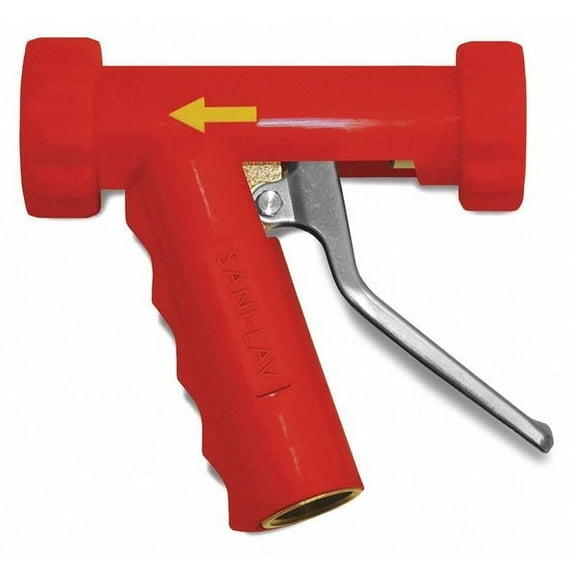 Sani-Lav Spray Nozzle,Red,Brass/SS,Pistol Grip N8R
