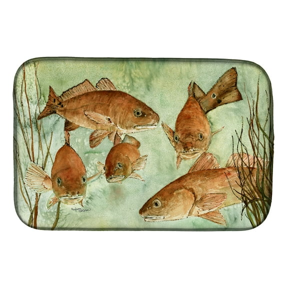 Red Fish Swim Dish Drying Mat