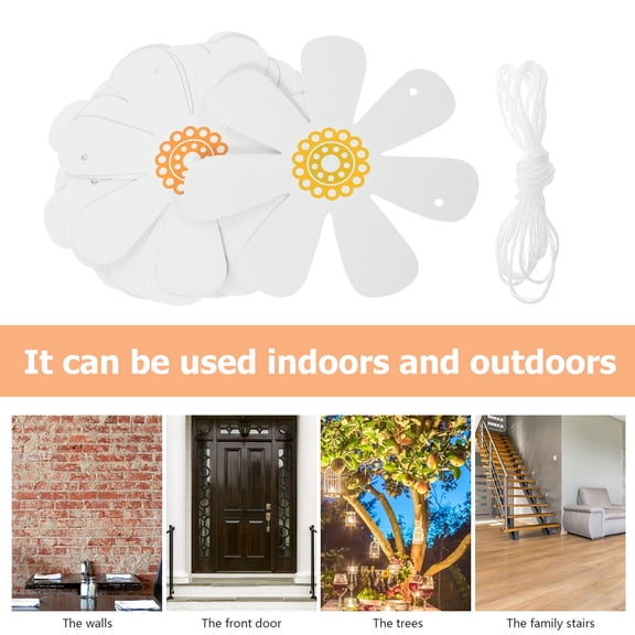 AURARMLET 5-Pack White Paper Flower Garland Banner for Birthday Party Decorations, Indoor & Outdoor Use