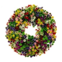 Rvaymup Small Colorful Flower Wreath for Indoor and Outdoor Decorations, Artificial Spring Wreath for Front Door Wedding
