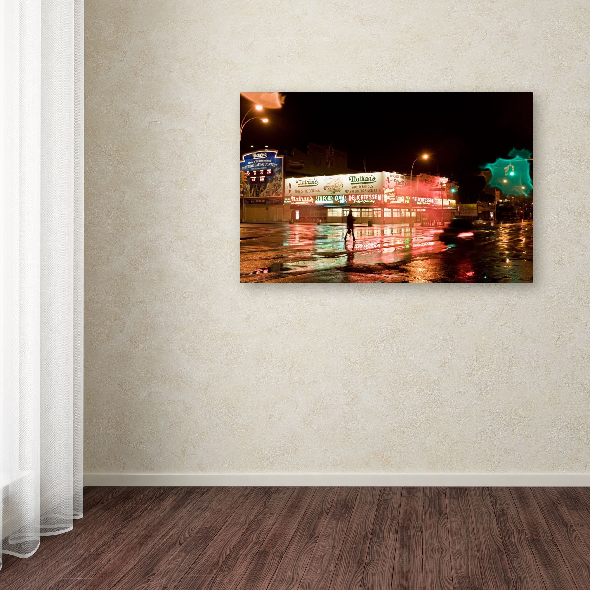 Trademark Fine Art "Nathan's Women Crossing Street Neon" Canvas Art by Yale Gurney