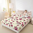 thumbnail image 3 of Manfei Rainbow Castle Bed Sheets, Cute Buttefly Flower Full Size Sheets, Cream Pink, 4pcs, 1 Flat Sheet, 1 Fitted Sheet and 2 Pillowcases, 3 of 6