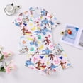 thumbnail image 5 of XIAOCHA Womens Cartoon Monkey Print Pajama Set Short Sleeve Button Down Shirt Shorts Sleepwear, 5 of 8