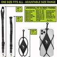 thumbnail image 6 of Cell Phone Neck Holder Lightweight Silicone Lanyard Universal to Most Smartphones by Gecko Travel Tech (Paisly Neck - Black Diamond), 6 of 9