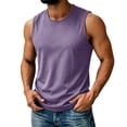 thumbnail image 3 of Men's Casual Sports Ice Silk Tank Top Sleeveless Crewneck Quick Dry Breathable Cooling Sun Protection T-Shirt Muscle Vest Summer Gym Workout Fashion Essential | JASKFLY,Purple S, 3 of 9