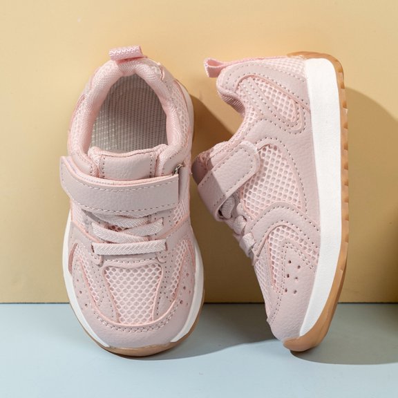 pwidon Toddler Velcro Sneakers Breathable Non Slip Gum Sole Casual Walking School Shoes for Boys Girls Pink 21