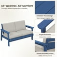 thumbnail image 2 of SERWALL Outdoor HDPE Patio Loveseat Sofa with Cushion,Weather-Resistant Patio Furniture for Poolside, Patio, Balcony, Porch & Backyard, Blue / Khaki, 2 of 10