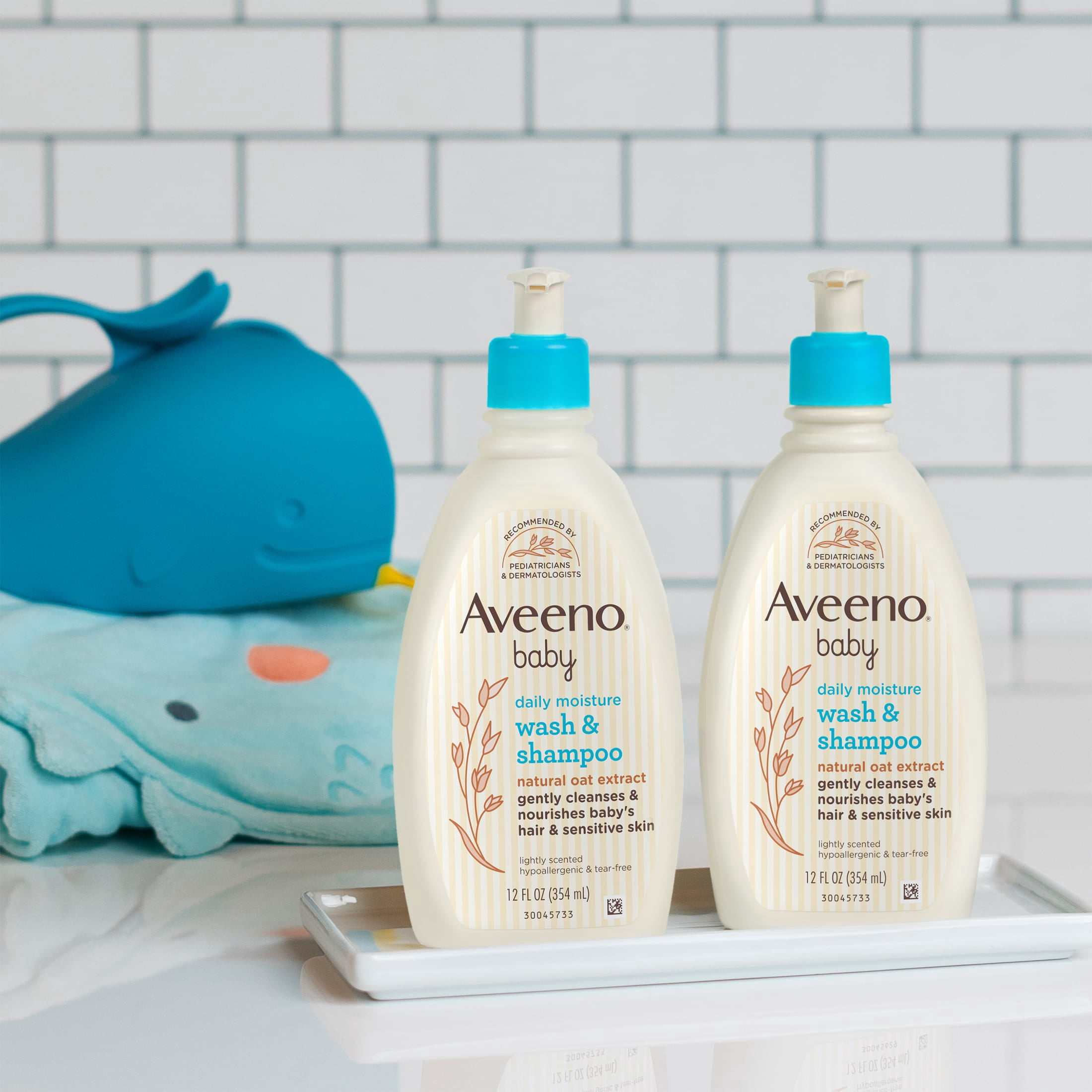 Aveeno Baby Daily Moisture Wash & Shampoo, Oat Extract, 2 x 12 fl. oz