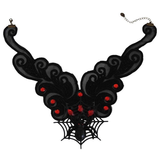 Elegante collar gótico de encaje negro vintage Gargantilla de Lolita con colgante de