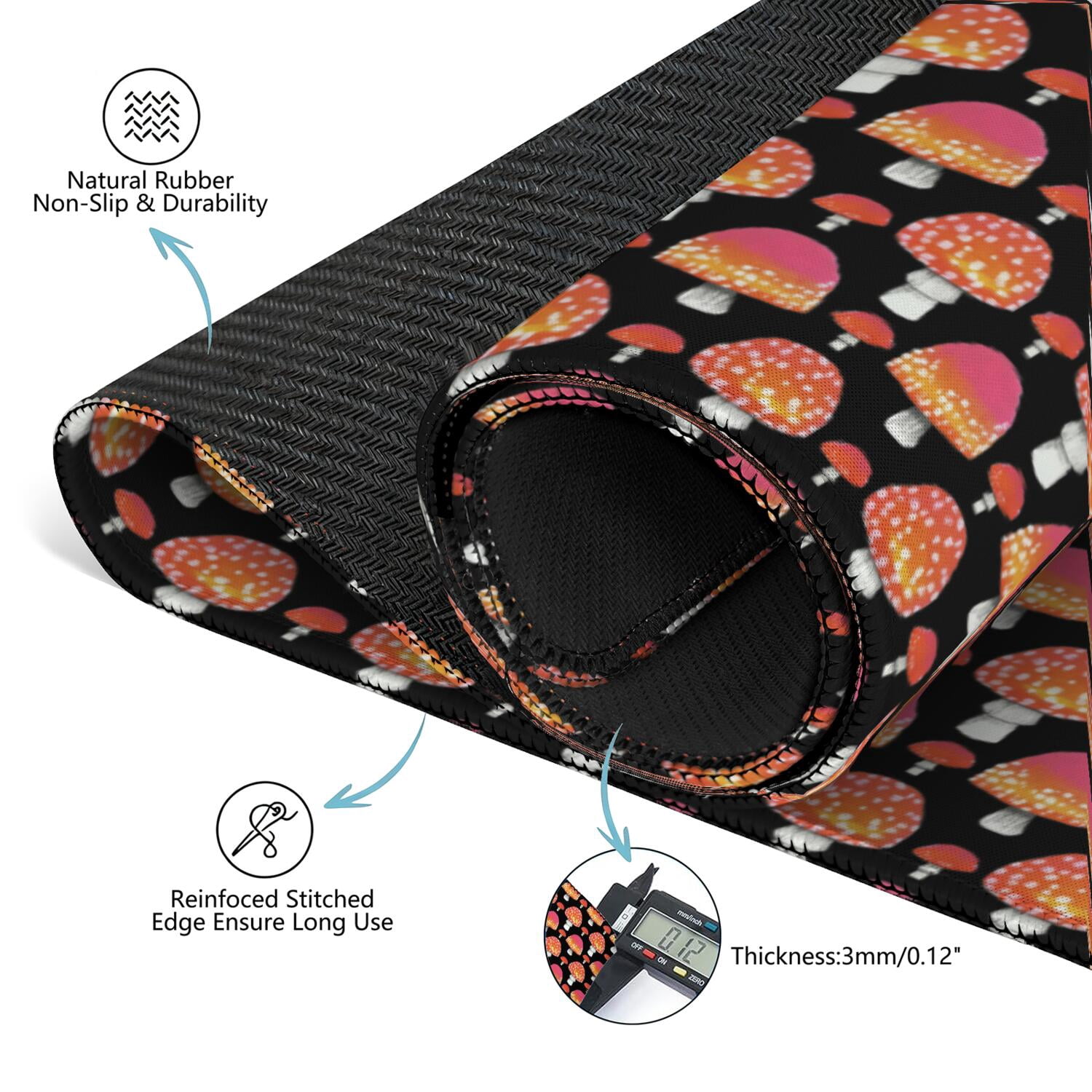 31.5 Inch Plants Pattern Mahjong Pad Made of Durable Rubber with Anti-Slip Non-Skid Properties and Noise Dampening Features for Card Games Board Games