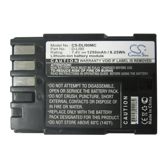 Replacement Battery For Pentax 7.4v 1250mAh / 9.25 Wh Camera Battery
