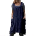 thumbnail image 3 of Square Apron Baking Cooking Gardening Works Cross Back Cotton/Linen Blend Dress with 2 Pockets, 3 of 8