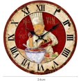 thumbnail image 2 of 16 inch Vintage Wall Clock Italian Cooking Chef Clock Non-Ticking Clock Kitchen Wood Wall Clock, 2 of 4