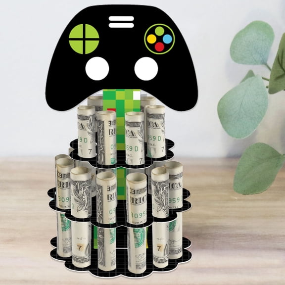 Big Dot of Happiness Video Game - DIY Pixel Game Zone Party or Birthday Party Money Holder Gift - Cash Cake