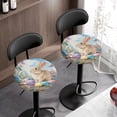 thumbnail image 3 of Renewold Bar Stool Covers 12"-14" Irish Round Bar Stool Seat Slipcover Stretch Washable Bathroom Vanity Seat Stool Covers for Home Office Easter Decor, 2 Count, Retro Bunny Egg Blue Sky, 3 of 6