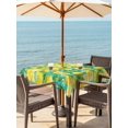 thumbnail image 3 of Outdoor Tablecloth with Umbrella Hole for Patio/Picnic/Party/Camping, Watercolor Lemon Filling Waterproof Table Cloth Square Cover Washable, Summer Botanical Leaves Teal (54"x 54"), 3 of 8