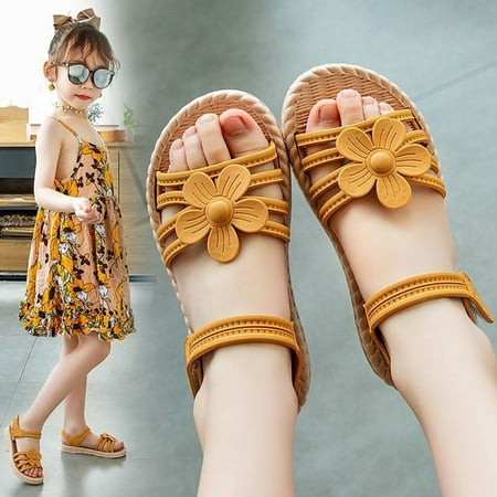

Aayomet Baby Up Flower Roman Shoes Children Toddler Sandals Summer Slippers Girls Girl s shoes Baby Beach Sandals Yellow 5 Years
