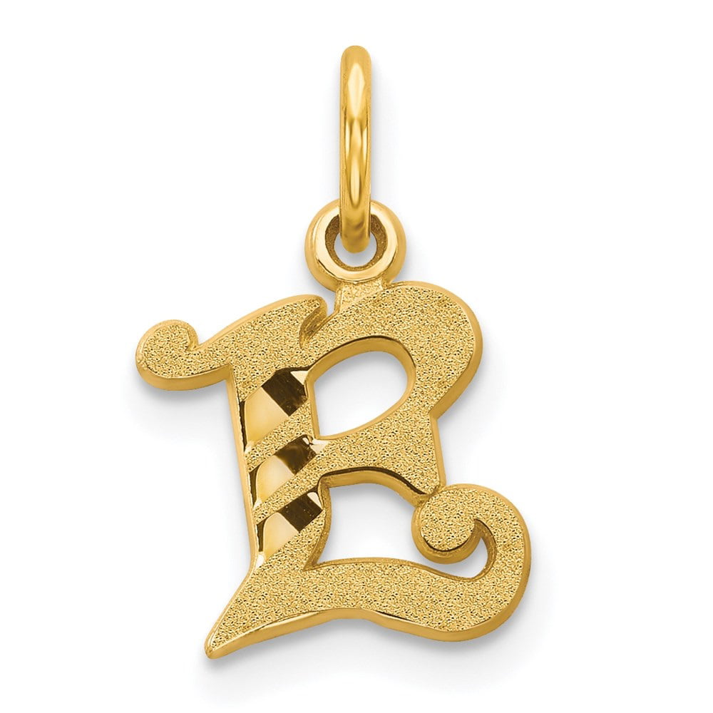 Letter "E" Initial Charm Pendant Necklace 14K Yellow Gold 