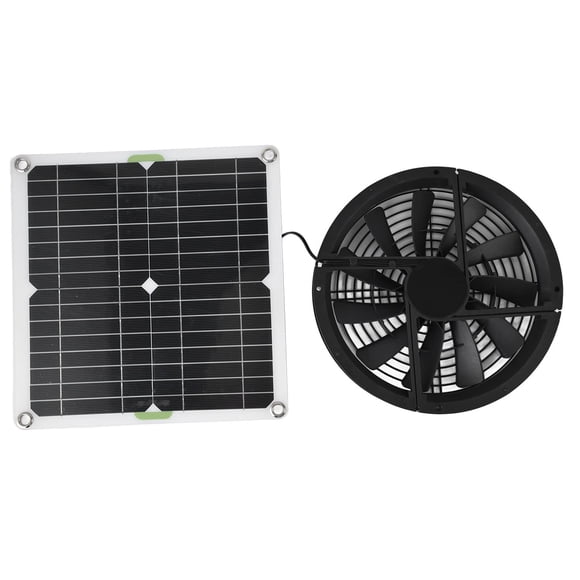Solar Powered Fan Kit, 100W 12V 10in Waterproof Cooling Round Solar Panel Exhaust Fan with Fan Cover, 3000 RPM Outdoor Portable M