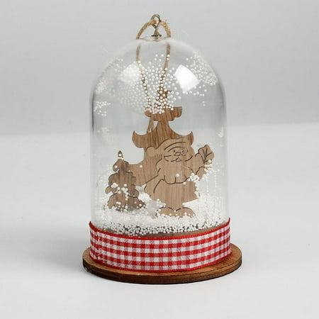

Clearance!Resin Santa Claus Micro Landscape with Light Ornaments Snowman Ball Night Light Christmas Decorative Ornaments Glass Cover