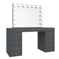 thumbnail image 1 of Impressions Vanity Desk, Slaystation Pro 2.0 Makeup Table with 5 Drawers Unit Bundle of Glass Top Desk, Storage, Tabletop Hollywood Vanity Mirror, Dresser Organizer for Bedroom, Living Room (Charcoal), 1 of 22