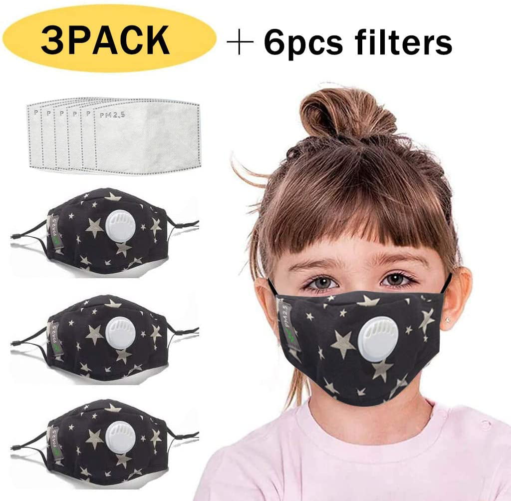 Adjustable Fashion Scarf for Boy and Girl 3pcs Anime Face-Mask with 6 Filter for Kids Reusable and Washable Balacalva 