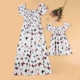 thumbnail image 2 of FYMNSI Womens Dress Summer Floral Smocked Midi Dress Square Neck Mommy and Me Dresses Family Matching Outfits Mom S, 2 of 9