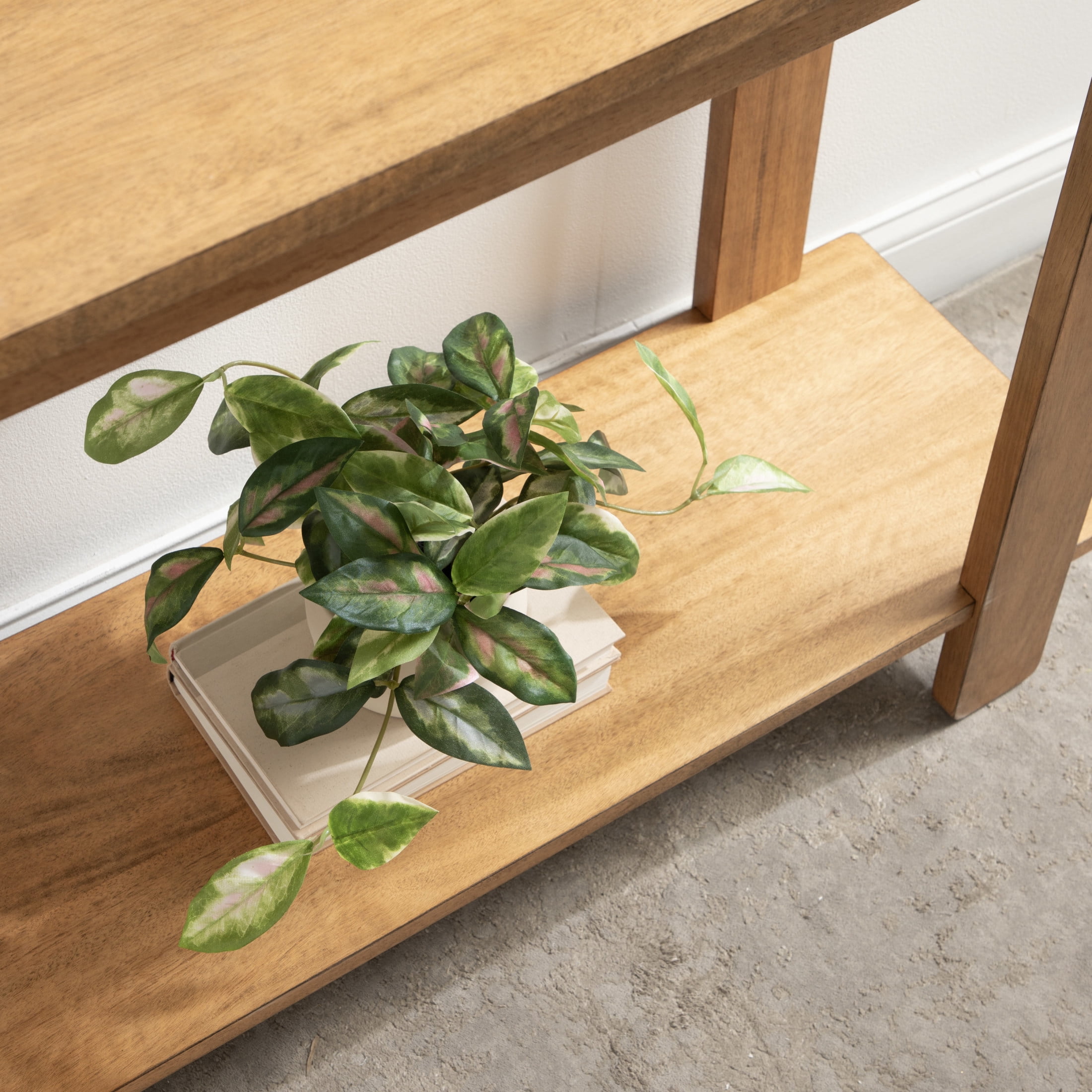 Kate and Laurel Foxford Tiered Rectangle Console Table, 42 x 14 x 30, Natural Brown, Transitional Two-Tier Wood Entryway Table with Storage for Use as Living Room Behind Couch Table