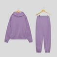 thumbnail image 4 of Fimkaul Workout Sets for Women Winter Fall Solid Casual Sweater Waist Long Sleeve Pants Two Piece Sweater Pants Sports Suit Womens Tops Purple XL, 4 of 4