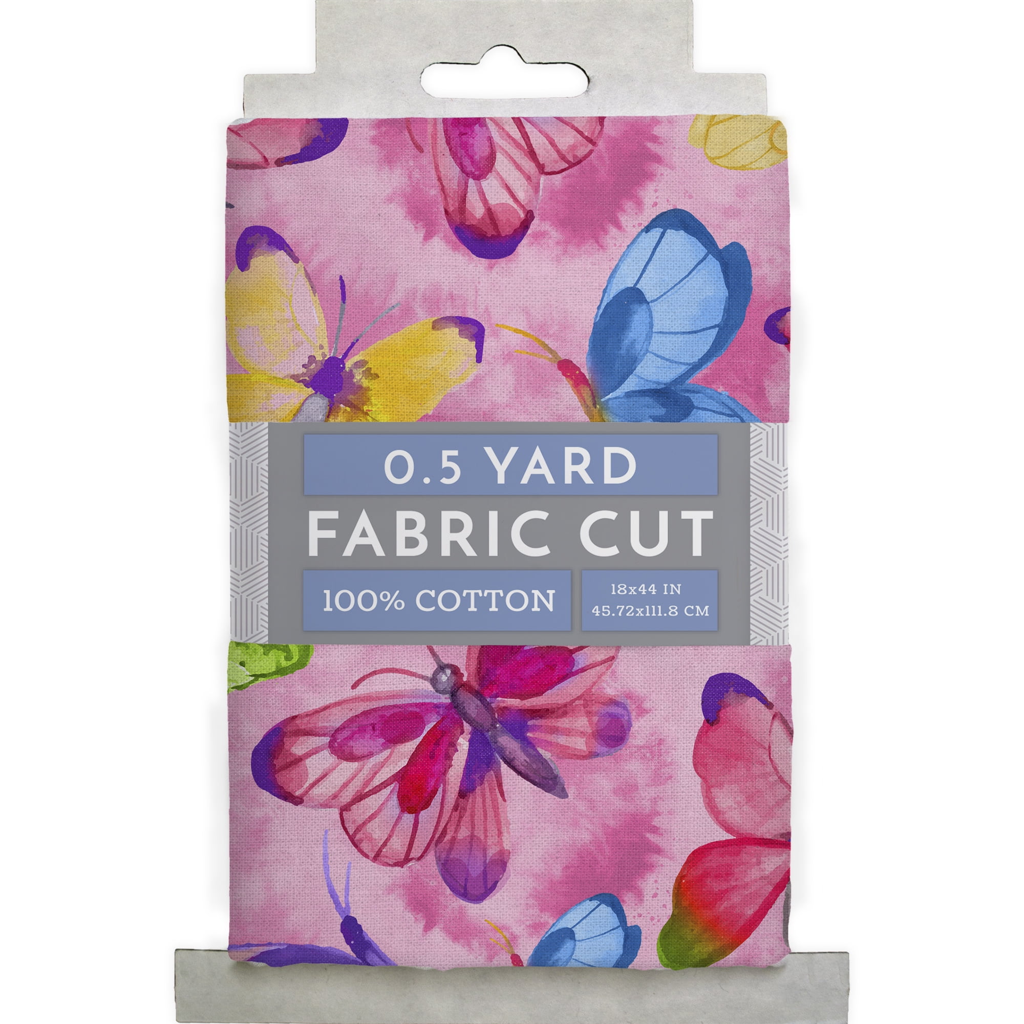 Half-Yard 100% Cotton Colorful Butterfly, Pink, 44" Wide for Quilting & Sewing by David Textiles