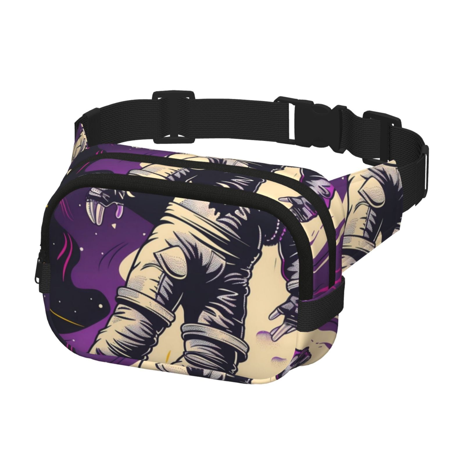 Picia Astronaut Floating purple Space Print Square Double-Layer Waist Bag Mini Adjustable Waist Belt Bag Exercise Running Travel Hiking