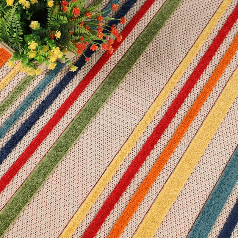 Superior Eastyn Stripe Indoor/Outdoor Area Rug, 3' x 5', Cream