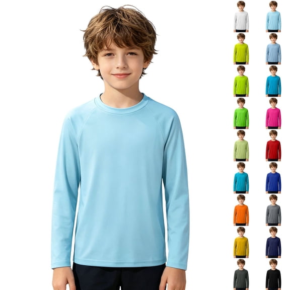 TGPMGRZ Long Sleeve Rash Guard Swim Shirt Kids Boys UV Sun Protection SPF Water Shirts for Beach Surfing Light Green1 11-12 Years