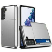 Dteck Case for Samsung Galaxy S22 Plus,Shockproof Wallet Card Slot Holder Pocket Slide Slim Fit Dual Layer Soft TPU Hard PC Hybrid Protective Back Cover for Galaxy S22 Plus 5G, Silver