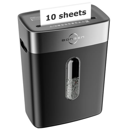 Bonsen 10-Sheet Cross Cut Paper Shredder with 4 Gallons Wastebasket
