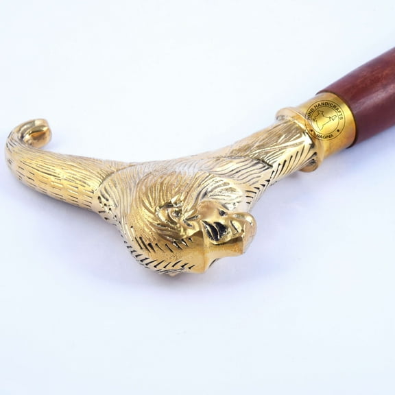 Hind Handicrafts Decorative Victorian Canes and Walking Sticks for Men & Women - 36" Brown Ebony Brass Handle Unisex Derby Foldable Cane (36 inch, Lion)
