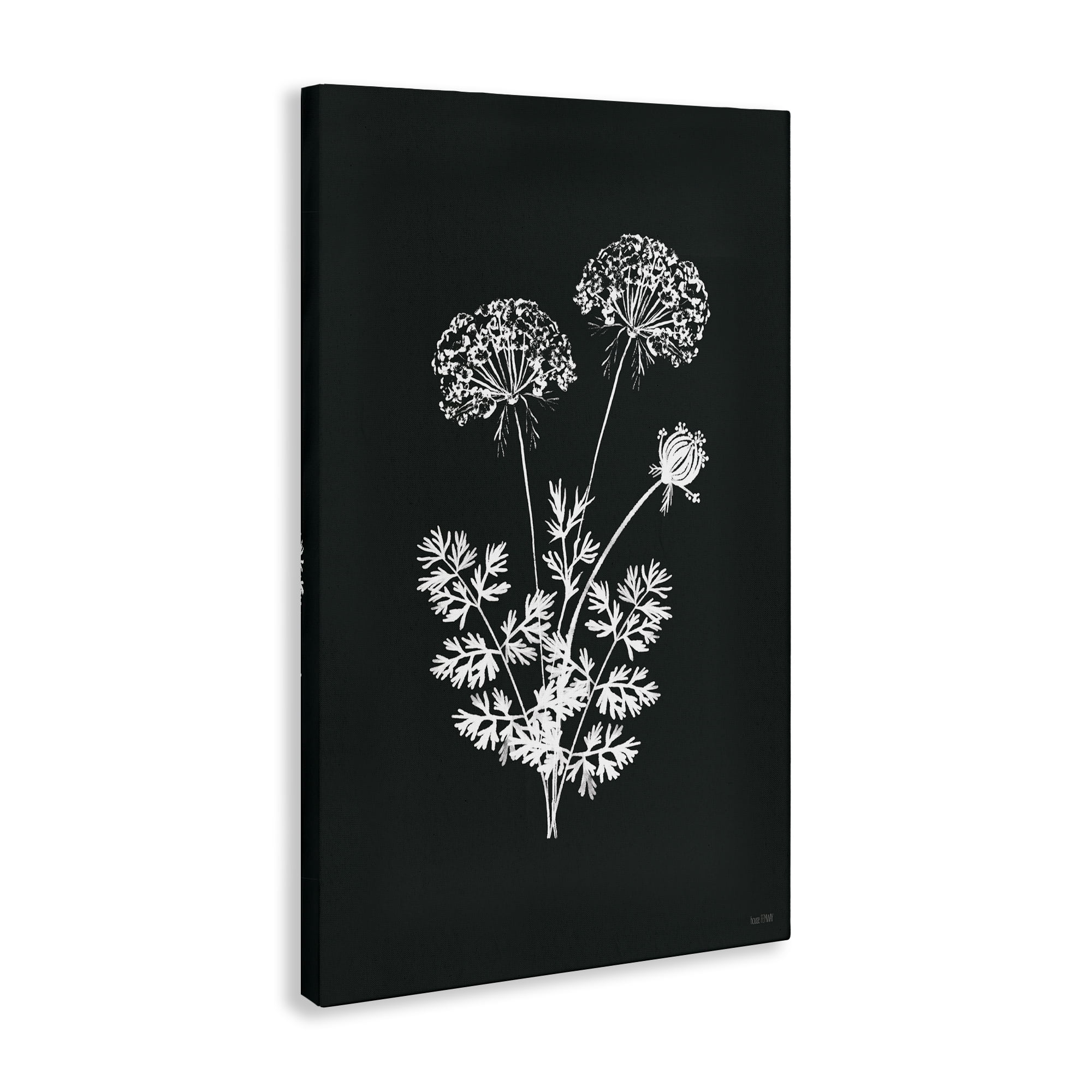 Stupell Industries Black Herb Bunches Botanical & Floral Painting Gallery Wrapped Canvas Art Print Wall Art, 24 x 36