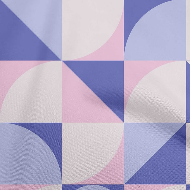oneOone Viscose Chiffon Medium Blue Fabric Geometric Square With Circles Fabric For Sewing Printed Craft Fabric By The Yard 42 Inch Wide