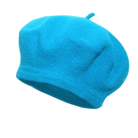 Xfvqtps Womens Beret Hat French Style Solid Color Classic Wool Plush Fur Artistic Elegant Fall Winter Painter Hat Blue-01