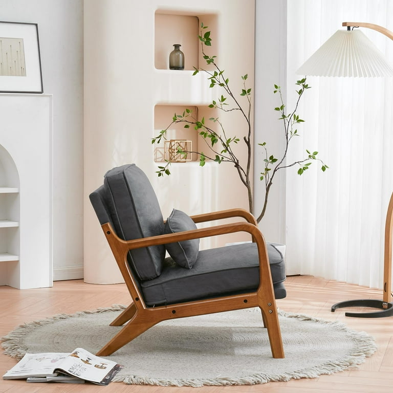 UBesGoo Modern Wood Club Chair Bronzing Cloth Fabric Fabric