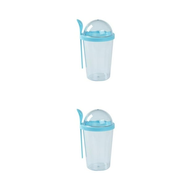 Injueey Taza para ensalada, taza para beber, botella de yogur, multicolor, para desayuno, multiusos, cálida, estilo Simple, tazas para el Azul 2Conjunto