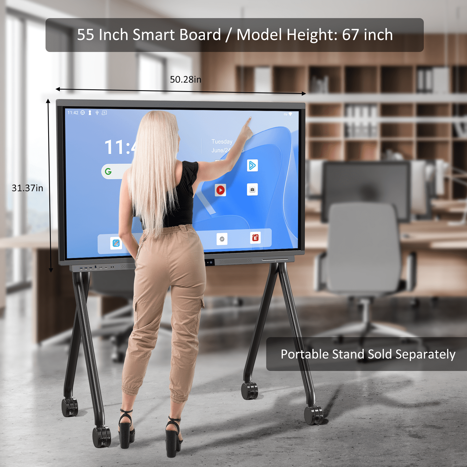 Shiarffe R9 Ultra Smart Board 55 Inch 16GB + 256GB EDLA-Certified Digital Whiteboard, 4K Touchscreen Interactive Display for Classroom Office Hybrid Work